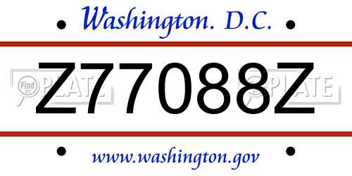 Z77088Z District Of Columbia License Plate