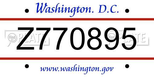 Z770895 District Of Columbia License Plate