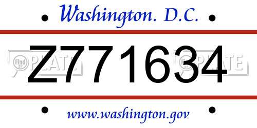 Z771634 District Of Columbia License Plate