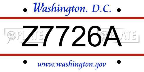 Z7726A District Of Columbia License Plate