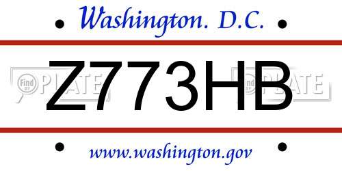 Z773HB District Of Columbia License Plate