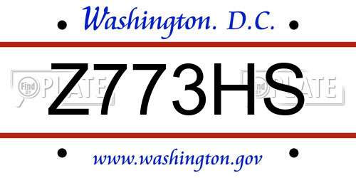 Z773HS District Of Columbia License Plate