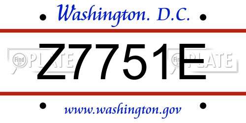 Z7751E District Of Columbia License Plate