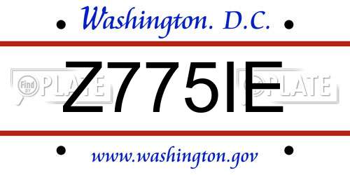 Z775IE District Of Columbia License Plate