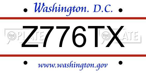 Z776TX District Of Columbia License Plate