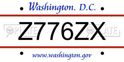 Z776ZX District Of Columbia License Plate