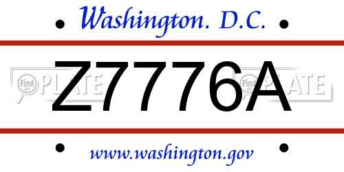 Z7776A District Of Columbia License Plate