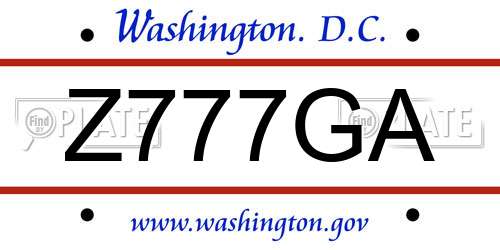 Z777GA District Of Columbia License Plate