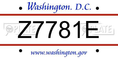 Z7781E District Of Columbia License Plate