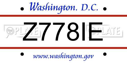 Z778IE District Of Columbia License Plate