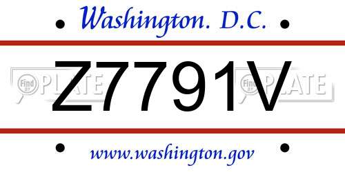 Z7791V District Of Columbia License Plate