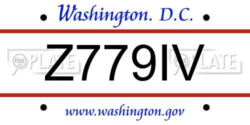 Z779IV District Of Columbia License Plate