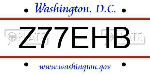 Z77EHB District Of Columbia License Plate
