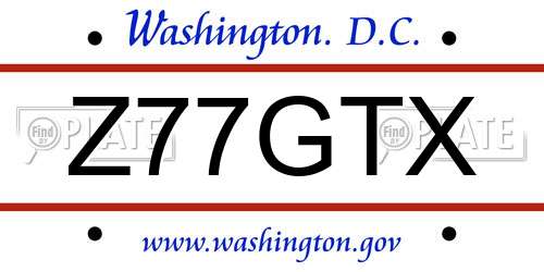 Z77GTX District Of Columbia License Plate