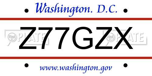 Z77GZX District Of Columbia License Plate