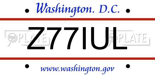 Z77IUL District Of Columbia License Plate