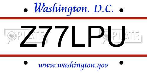 Z77LPU District Of Columbia License Plate