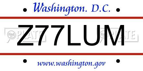 Z77LUM District Of Columbia License Plate