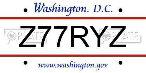Z77RYZ District Of Columbia License Plate