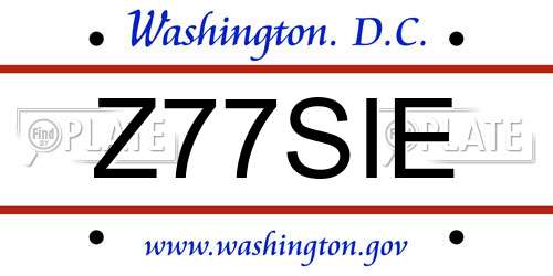 Z77SIE District Of Columbia License Plate