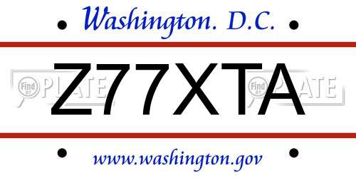 Z77XTA District Of Columbia License Plate