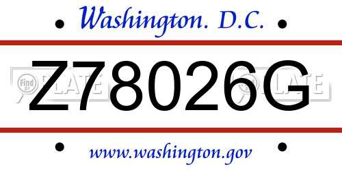 Z78026G District Of Columbia License Plate
