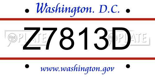 Z7813D District Of Columbia License Plate