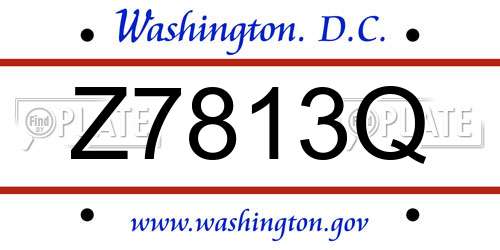 Z7813Q District Of Columbia License Plate