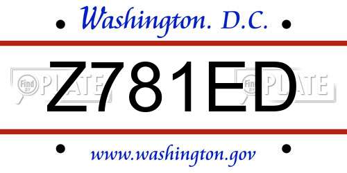 Z781ED District Of Columbia License Plate