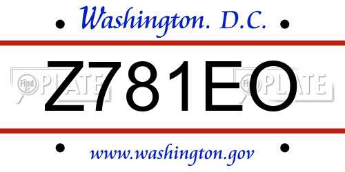 Z781EO District Of Columbia License Plate