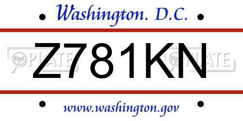 Z781KN District Of Columbia License Plate