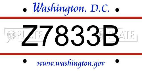 Z7833B District Of Columbia License Plate