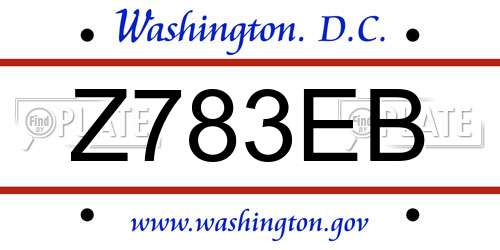 Z783EB District Of Columbia License Plate