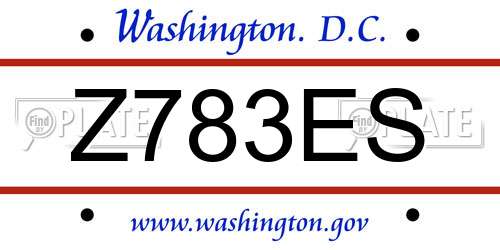 Z783ES District Of Columbia License Plate