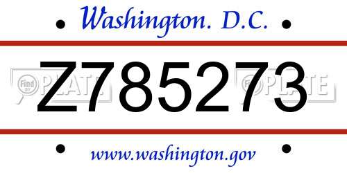 Z785273 District Of Columbia License Plate