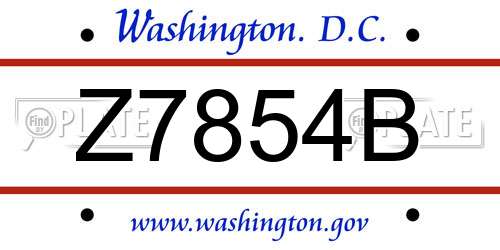 Z7854B District Of Columbia License Plate