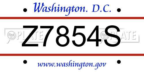 Z7854S District Of Columbia License Plate