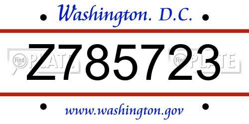 Z785723 District Of Columbia License Plate