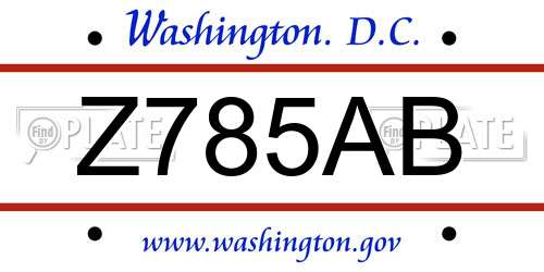 Z785AB District Of Columbia License Plate