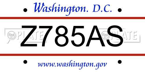 Z785AS District Of Columbia License Plate