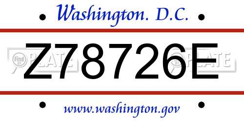 Z78726E District Of Columbia License Plate