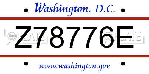 Z78776E District Of Columbia License Plate