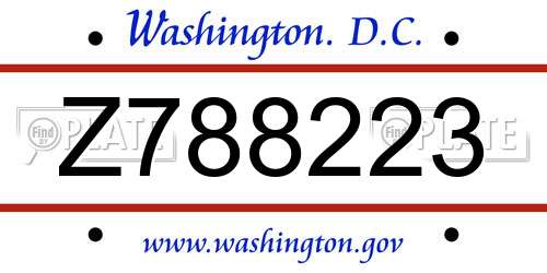 Z788223 District Of Columbia License Plate