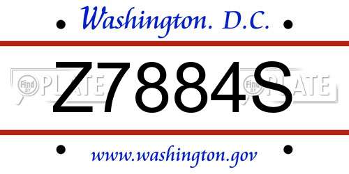 Z7884S District Of Columbia License Plate