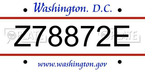 Z78872E District Of Columbia License Plate