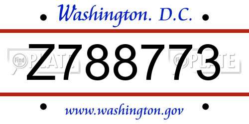 Z788773 District Of Columbia License Plate