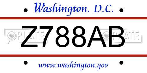 Z788AB District Of Columbia License Plate