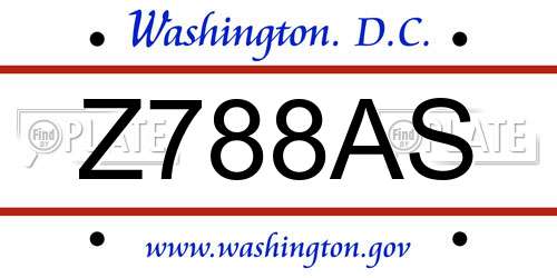 Z788AS District Of Columbia License Plate