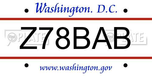 Z78BAB District Of Columbia License Plate