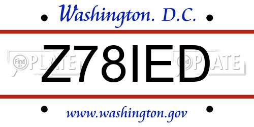 Z78IED District Of Columbia License Plate